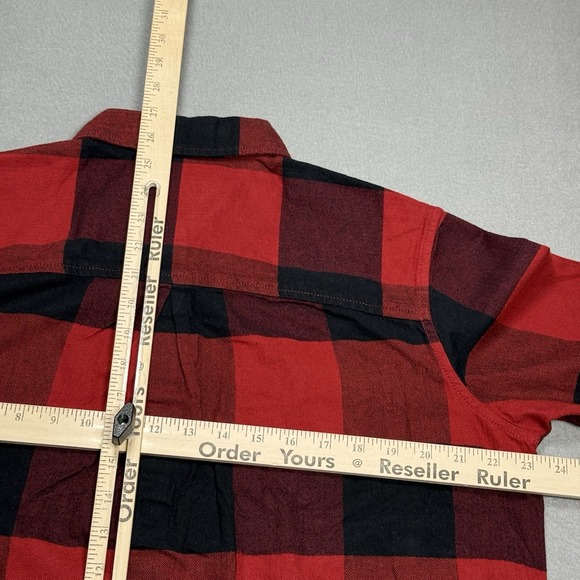 Carhartt Rugged Flex Buffalo Plaid Flannel Shirt Womens M Loose Fit Red Black - Picture 8 of 8